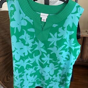 Liz Claiborne Green Floral Women's Top